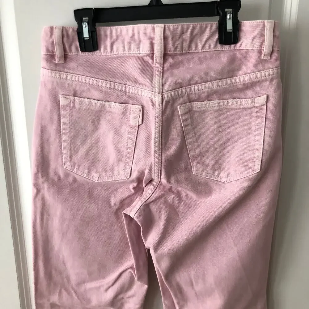 3x1 NYC size 24 Women's distressed straight leg jeans Mineral Rose Pink $367
